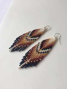 Pendientes de cuentas bohemias con flecos en cascada Andy de diseño turquesa, regalo de joyería único - Product Image 2