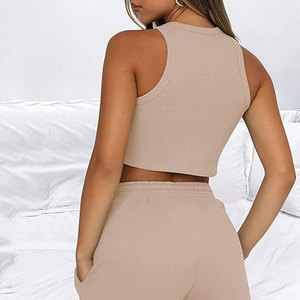 Nuevo Conjunto de camiseta sin mangas y pantalones cortos para mujer, talla XL, alta calidad, algodón Premium, poliéster, patrón sólido, superventas - Product Image 3