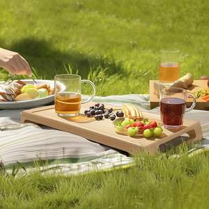 Serving <b>Tray</b> With Handles 16x10 Inch <b>Wooden</b> Food And Drinks <b>Tray</b> For Coffee <b>Table</b> Breakfast Dinner Bar Kitchen Home Use Serving - Product Image 3