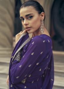 Trendmalls femmes ethnique Georgette broderie plissée Kurta Sharara ensemble G301 avec Dupatta Salwar costume pour mariage toutes les saisons - Product Image 3