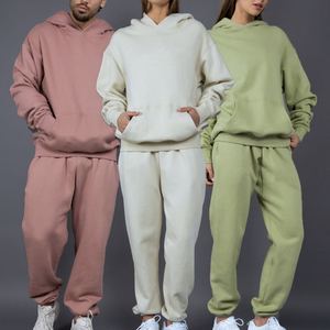 Ensemble de pantalons de survêtement à capuche en coton de haute qualité unisexe Tenue de jogging pour hommes avec capuche et cordon de serrage pour l'hiver - Product Image 1
