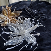 Super fée lourde faite à la main dentelle blanche fleur plume épingle à cheveux mariée accessoires de mariage pince latérale belle coiffure