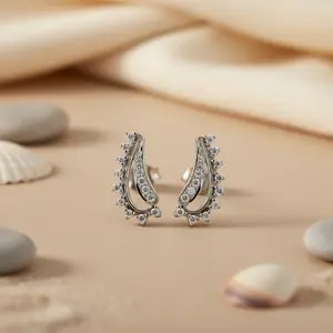 Boucles d'oreilles tendance en forme de cœur pour femmes, argent 925, zircone cubique, or rose, diamant, perle - pour fiançailles, bijoux en or, cadeau - Product Image 3