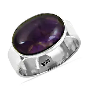 925 Sterling Silver Amethyst <b>Ring</b> Unisex Tarnish Resistant Bezel Setting Elegant <b>Dainty</b> Gemstone Jewelry Daily Wear Gift - Product Image 2
