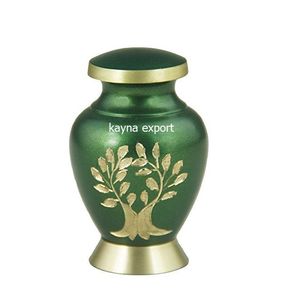 Juego de 4 urnas de cremación estilo americano con diseño de árbol, hermosa caja de terciopelo negro con tonos verdes, grabado personalizable, duradero - Product Image 4