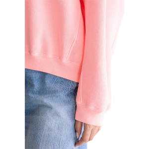 เสื้อสเวตเตอร์ผ้าฝ้ายระบายอากาศสำหรับผู้หญิงเสื้อครอปไหล่100% ลำลองคอกลมสีทึบปักโลโก้ตามสั่ง - Product Image 3