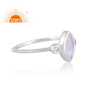 Best Quality Sterling Silver Natural Cz & Rainbow <b>Moon</b> Stone Gemstone Stackable <b>Ring</b> Custom Jewelry Manufacturer - Product Image 3