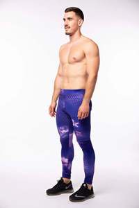 Leggings de sport pour hommes, coupe slim, taille élastique, couleur unie, pantalon de compression de haute qualité, imprimé uni - Product Image 3
