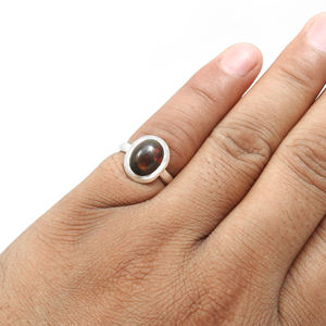 Design simple solide 925 argent Sterling naturel noir opale pierre de naissance pierres précieuses ensemble de lunette incrustation anneaux de mariage anneaux à la mode - Product Image 3