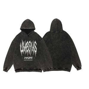 Sudadera con Capucha Extra Grande para Hombre, Estilo Lavado Ácido, Otoño, Fabricación OEM, Estilo Vintage, Lavada, Ropa Urbana Ecológica, Personalización de Marca - Product Image 4