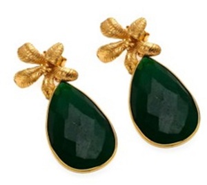 Pendientes de plata de ley 925 con gema de Esmeralda teñida, novedad - Product Image 1