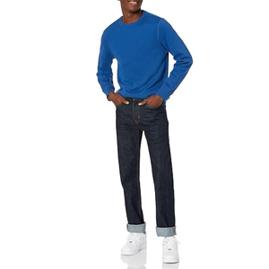 Sudadera de cuello redondo liso de ajuste relajado para hombre con mangas largas cómodas, adecuada para diseño personalizado y producción en masa. - Product Image 4