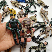 Figurines d'action militaires en plastique à doigts et orteils mobiles, styles aléatoires, 10 cm – Soldat, Pompier, Explorateur, Pirate, SWAT – Jouets pas chers
