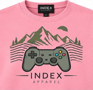 เสื้อสเวตเชิ้ตคอกลมสีชมพูสำหรับผู้ชาย ลายพิมพ์รูปภูเขาและจอยเกม ทรงปกติ สวมใส่สบายๆ สำหรับฤดูใบไม้ร่วง - Product Image 5