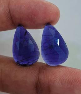 Único par de cianita corte de piedras preciosas sueltas Fabricación de piedras preciosas para pendientes joyería hecha a mano - Product Image 1