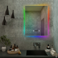 Cermin kamar mandi pintar, lampu led dengan cermin RGB sakelar sensor sentuh