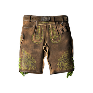 Short en cuir traditionnel bavarois personnalisé fait à la main pour hommes tenue Oktoberfest de rue haute de style solide d'Allemagne - Product Image 1