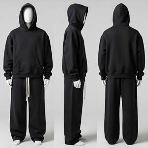 Ensemble de survêtement et de sweat-shirt en polaire épais pour homme, décontracté, uni, pour l'hiver - Veste de sport chaude - Product Image 2