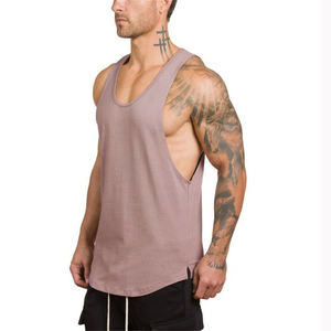 Débardeur en coton polyester pour hommes, haut personnalisé, sans manches, à coupe profonde, ample, à la mode, avec OEM, vente en gros, singlet - Product Image 2
