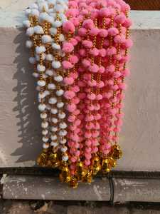 Vente sur des cordes de guirlande de pompons décoratives artificielles multicolores indiennes pour la décoration de fête de mariage décorations de festival maison - Product Image 2