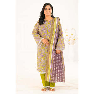 Conjunto de 3 piezas de algodón estampado Khaddar para mujer: Salwar Kameez, Dupatta, sin arrugas, ajuste holgado, estilo pakistaní, festivo, étnico indio - Product Image 4