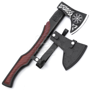 ขวานวิกิ้ง Damascus Deal Hand Forged รุ่น DD-VikingAxe-106 หัวขวานแบบ Tomahawk  ใบมีดเหล็กคาร์บอน 4 ชั้น ความยาวรวม 20 นิ้ว น้ำหนัก 1200 กรัม ด้ามไม้ - Product Image 1
