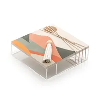 Boîte en plastique acrylique raffinée décorative pour la maison avec couvercle en bois pour le stockage des dattes et des sucreries