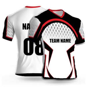 Venta al por mayor de Jersey de fútbol con cuello en V para hombre adulto manga corta con logotipo personalizado Impresión digital transpirable de talla grande conjuntos de secado rápido - Product Image 1