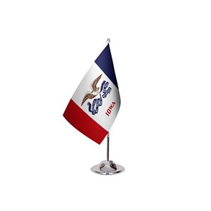 Drapeau de bureau de l'Iowa, style fanion, imprimé numériquement, en coton et polyester, avec mât en aluminium, 3x5 pieds - Product Image 3
