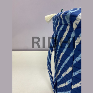 กระเป๋าใส่ของใช้ส่วนตัวขนาดใหญ่ ทำมือ ลายอินดิโก้ ผ้าฝ้ายควิลท์ เป็นมิตรกับสิ่งแวดล้อม หูหิ้วนุ่ม ใช้ซ้ำได้ สำหรับการช้อปปิ้งและการเดินทางประจำวัน - Product Image 5