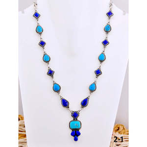 Collier artisanal géométrique multi-pierres et argent sterling du sud-ouest, idéal pour un cadeau - Product Image 2