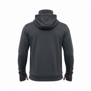 Sweat-shirt technique pour homme personnalisé avec masque intégré et poignets à trous pour les pouces, col haut, style ninja, 100% coton, hiver - Product Image 2