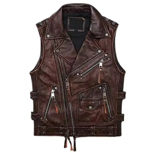 Designer Men's Retro Slim Fit Sleeveless Wool/Polyester <b>Vest</b> Stylish <b>Biker</b> Streetwear Casual Winter Waterproof Windproof OEM - Product Image 6