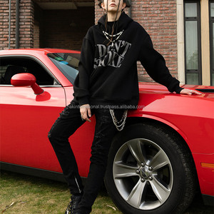 Vente en gros de vêtements personnalisés avec strass pour homme, sweat-shirt à capuche surdimensionné 100% coton - Product Image 4