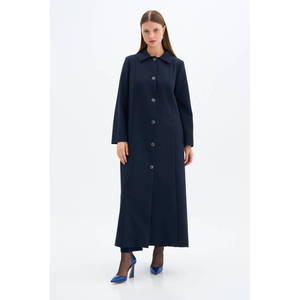 Manteau d'hiver tissé bleu marine coupe classique - Product Image 3