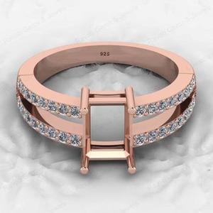 แหวนตั้งอัญมณีรูปแปดเหลี่ยมและเพชรสังเคราะห์ขนาด8x6มม. ทำจาก925สำหรับผู้หญิงแหวนเงินแท้พร้อมตัวยึด CZ - Product Image 3