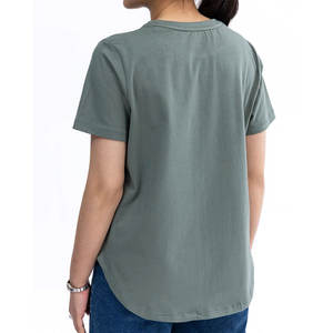 Camiseta lisa de algodón de manga corta de calidad superior para mujer Camiseta de verano de ajuste relajado de tela suave de Color sólido elegante para damas - Product Image 6