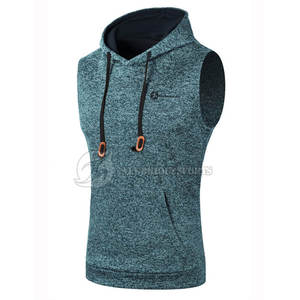 High Quality <b>Sleeveless</b> Hoodie for Adults Cotton Polyester Solid Print Pattern Winter Outdoor Zipper Design Puff Plain Dyed - Product Image 2