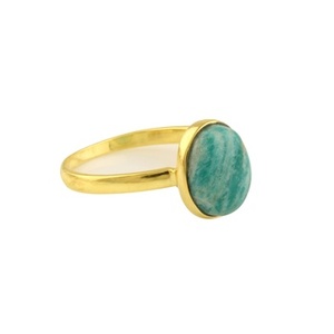 Anillo de Plata de Ley 925 de primera clase Unisex 10x14mm Ajuste de bisel ovalado con amazonita genuina joyería fina hecha a mano para mujer - Product Image 5