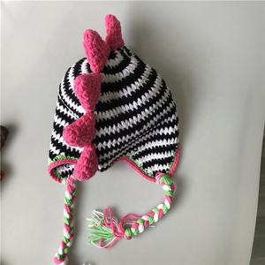 Gorro de Punto Personalizado Hecho a Mano por EFANBEANIE, Gorro de Dinosaurio a Rayas, Ideal para Viajar, para Niñas, Niños y Bebés, Gorros de Tela Común - Product Image 3