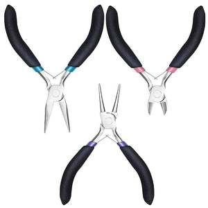 Ensemble de 3 pinces à bijoux, kit d'outils pour la fabrication de bijoux comprenant une pince à bec effilé, coupe-fil rond, certifié CE, garantie de 3 ans - Product Image 6