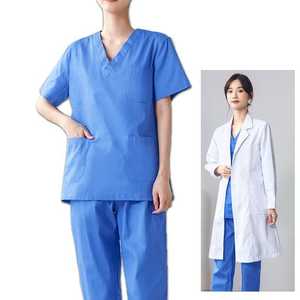 Conjuntos de uniformes quirúrgicos de cintura alta para mujer, trajes médicos de hospital de Enfermería de estilo cuello en V estirable al por mayor - Product Image 2