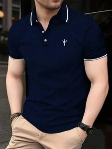 100% algodón lienzo antiarrugas verano de los hombres para Polo manga corta ancla estampado Casual/Commuter camiseta - Product Image 6