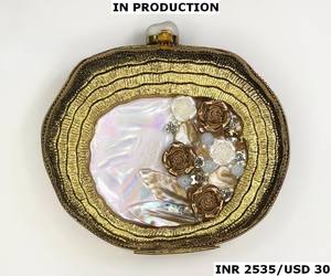 Monedero de noche de diseñador hecho a mano de lujo para damas Latón y madre perla Embrague Bolsos de fiesta de boda de moda - Product Image 6