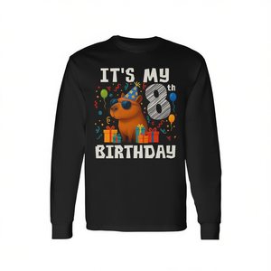 T-shirt a maniche lunghe per ragazzi Capybara, regalo per il 8° compleanno, t-shirt promozionale per 8 anni - Product Image 2