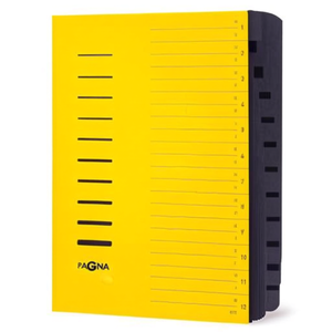 Yellow Pressed Chipboard <b>A4</b> Filing <b>Folder</b> with 12 Black Compartments 240g/m - Product Image 3