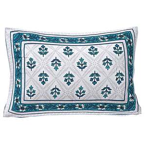 Turquoise Blue 100% Cotton Classic <b>Floral</b> <b>Sheet</b> Set with 1 Pillow Cover (BSB1093) - Product Image 2
