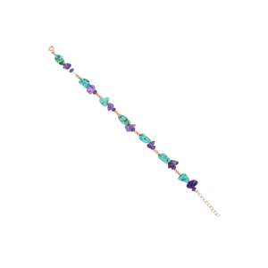 Azuris Bracelet Dorica en argent sterling 925 avec perles d'améthyste et de turquoise Origine turque Design fin élégant - Product Image 2