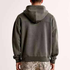 Sudadera con capucha y cremallera lavada con ácido de talla grande para hombre, estilo informal, estampado Digital, algodón, poliéster, transpirable, respetuoso con el medio ambiente - Product Image 3