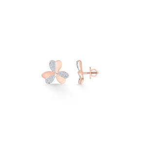 Boucles d'oreilles clous en or rose avec breloque clou de girofle et diamants pour femme - Product Image 5